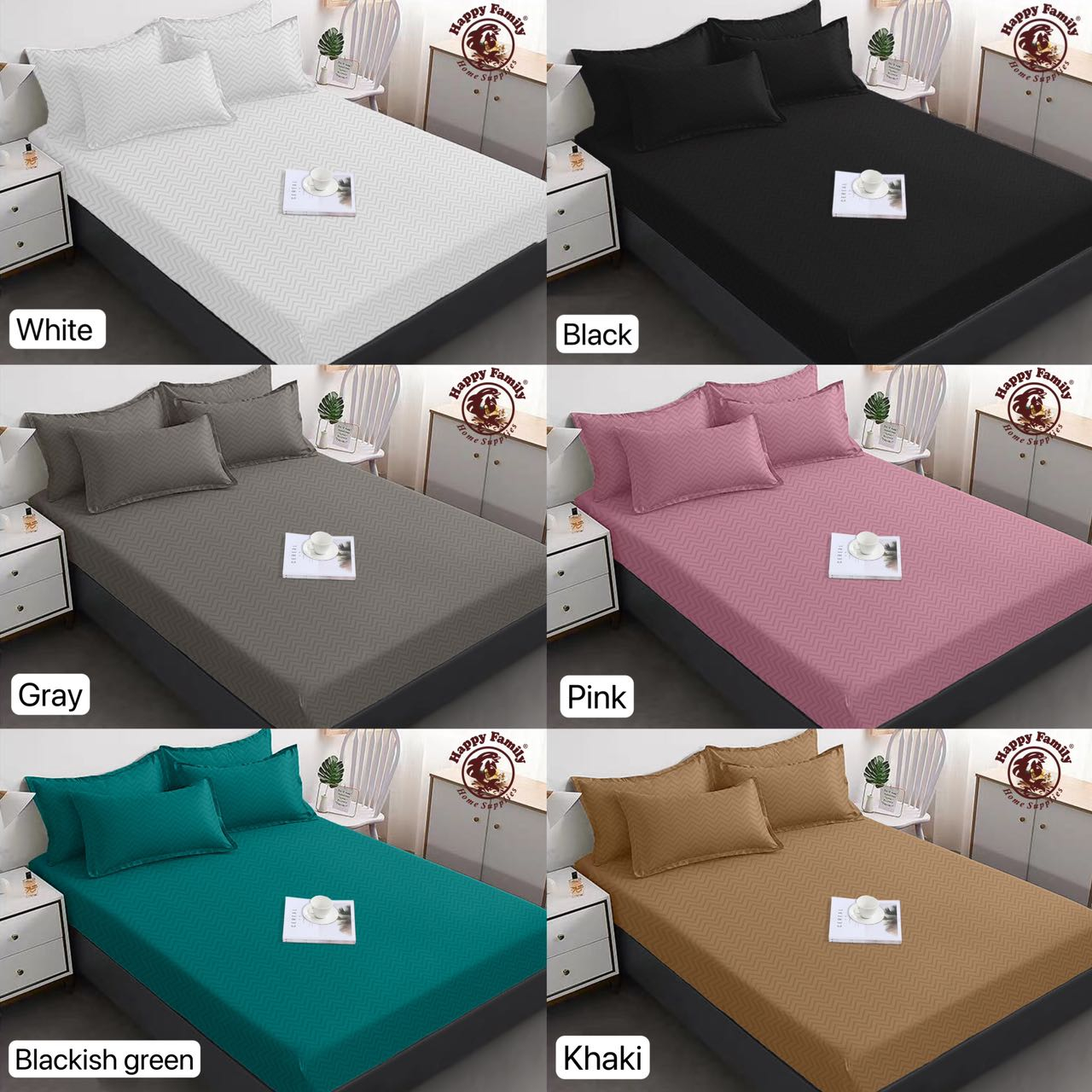 3in1 Zigzag Plain Color Full Garterized Canadian Cotton Bedsheets (2