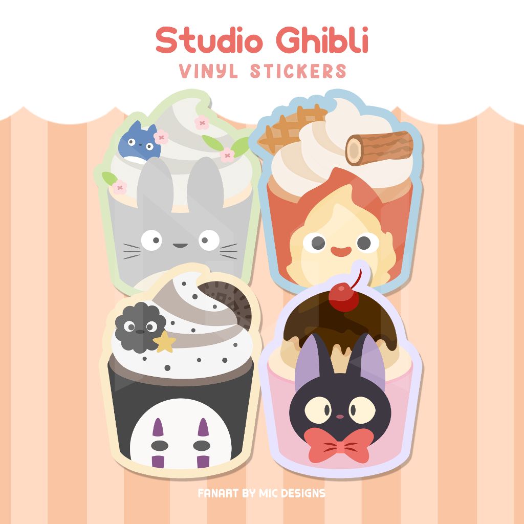 Studio Ghibli Cupcake Kawaii Vinyl Stickers | Waterproof Laptop Journal ...