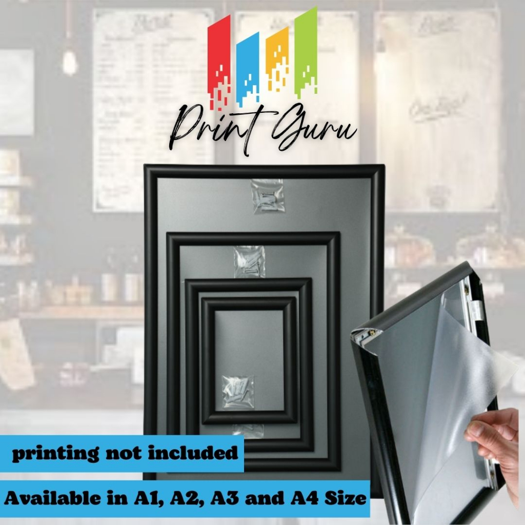 Aluminum Snap Frame with Matt Black Surface for Menu Boards, Notices