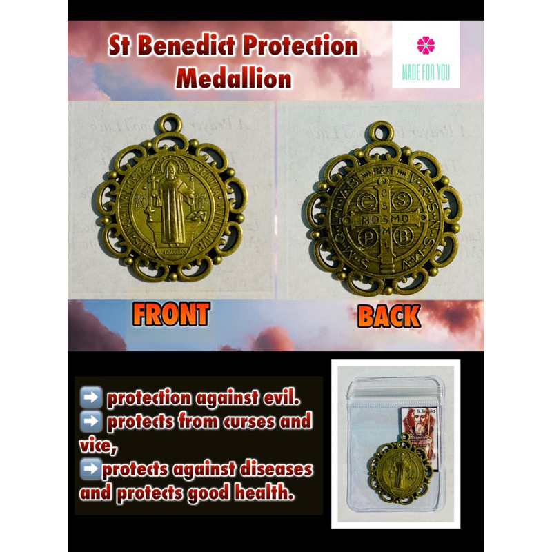 St. Benedict Medallion Protection BLESSED with pouch(5cm) | Shopee ...