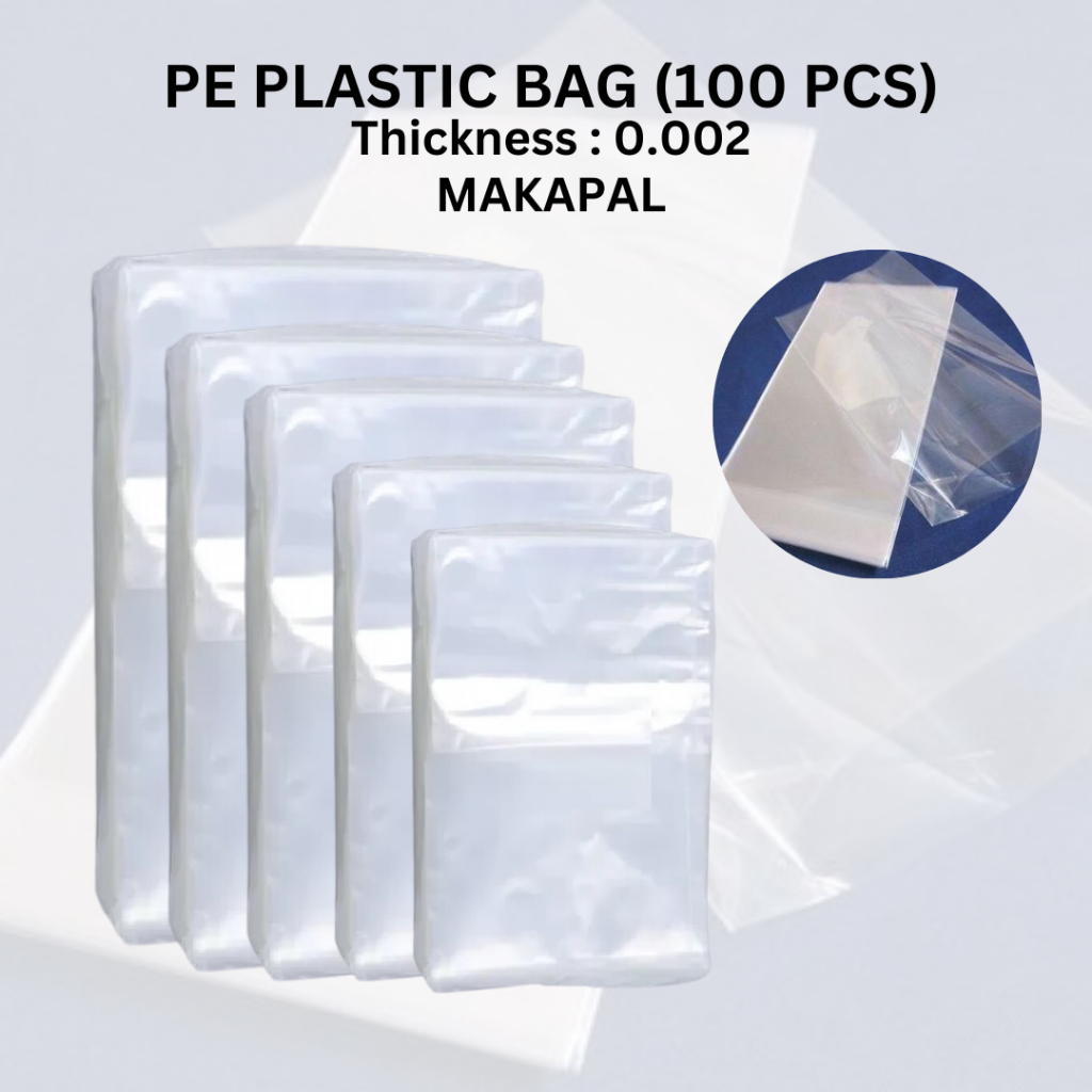 PE Plastic Bags Thickness 0.002 (100pcs) | MAKAPAL (9 to 12 Inches ...