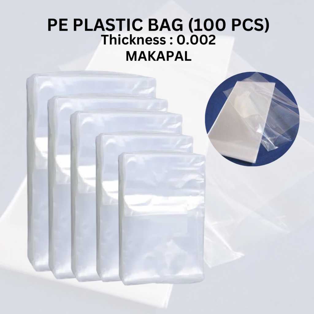 PE Plastic Bags Thickness 0 002 100pcs MAKAPAL 9 To 12 Inches 