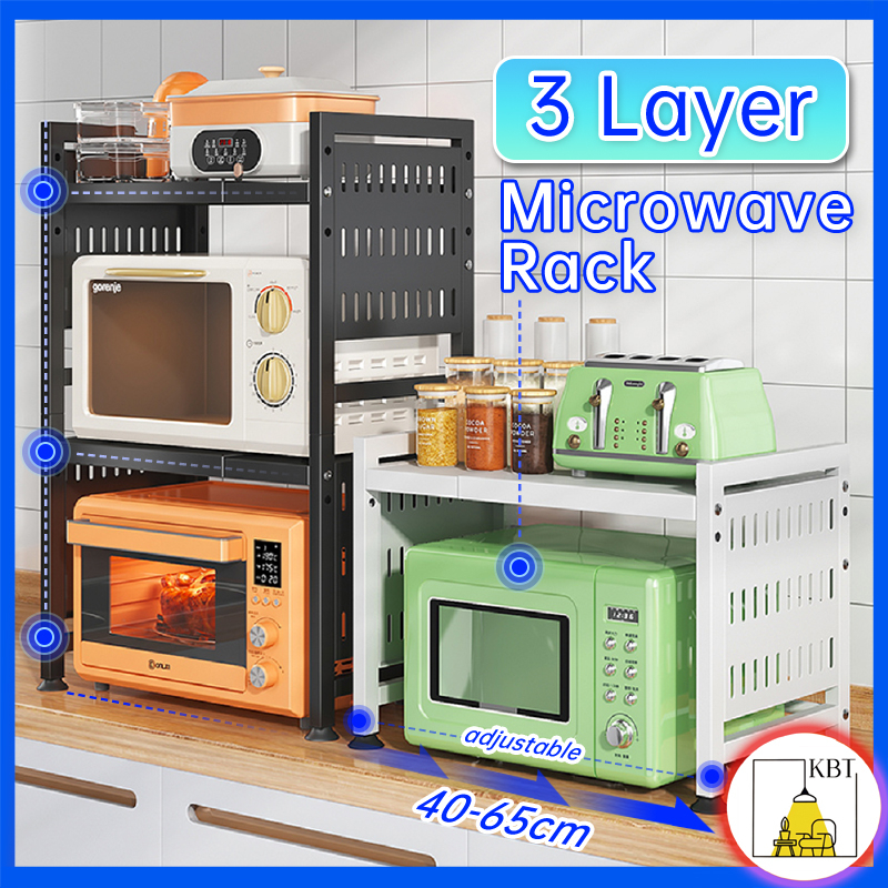 3 Layer Adjustable Microwave Rack Multifunctional Kitchen Organizer ...