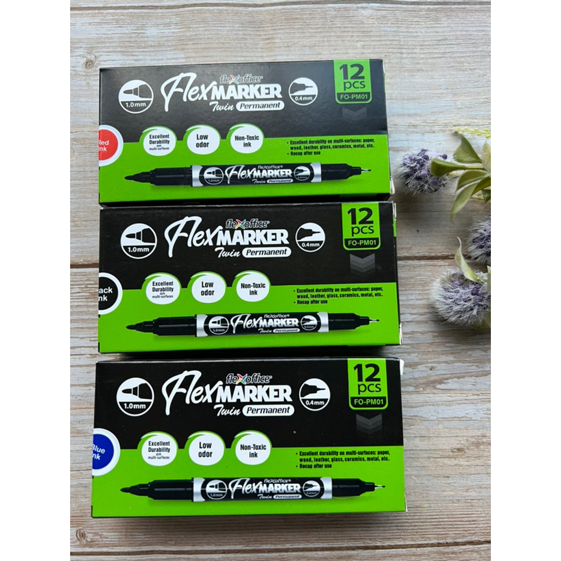 Flexmarker Twin Permanent Marker FO-PM01 ( 1pc) | Shopee Philippines