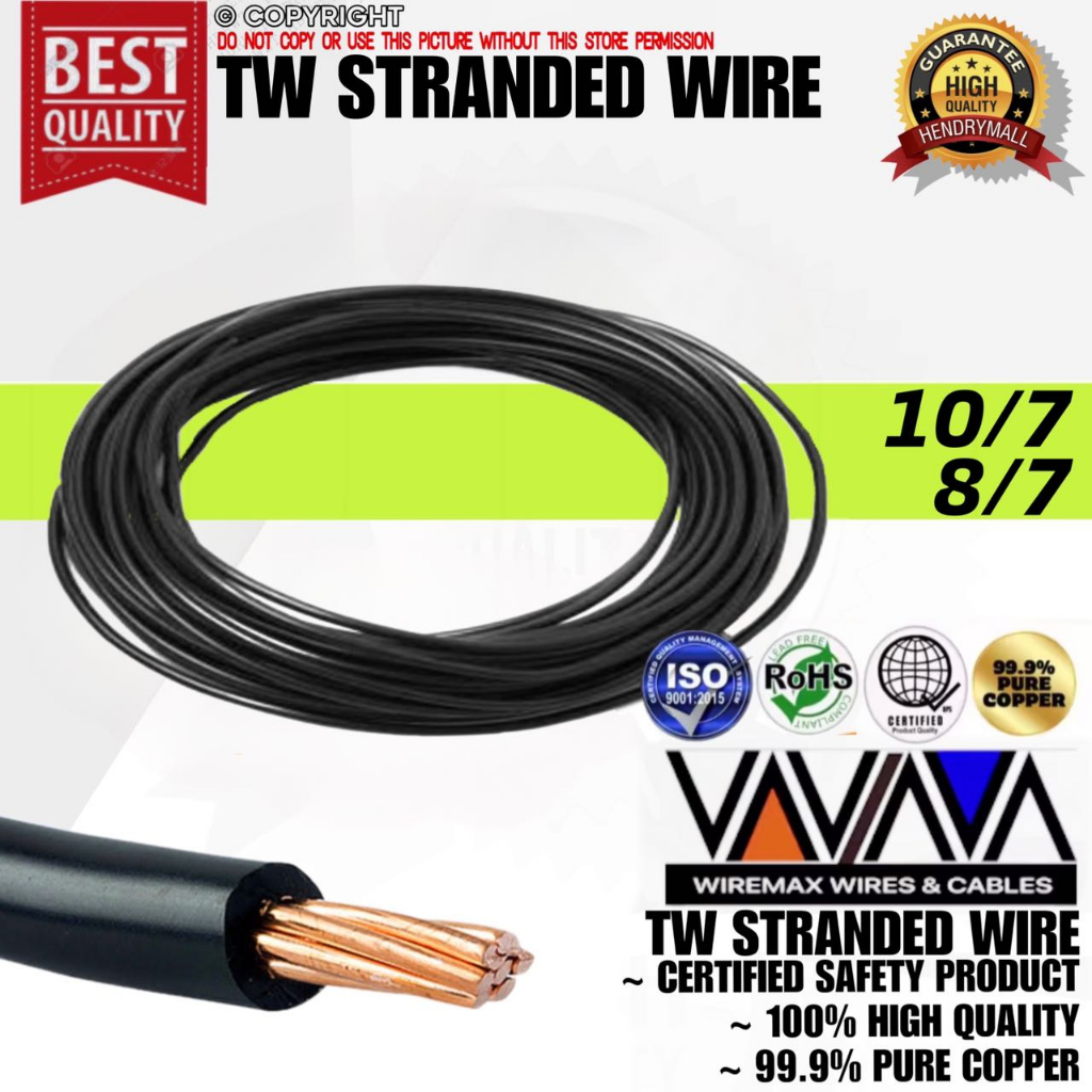 (10M / 20M / 30M )10/7 5.5mm & 8/7 8.0mm WIREMAN TW / THW STRANDED WIRE ...