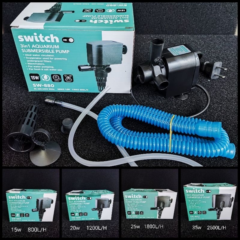 Switch Aquarium 3 in 1 Submersible Water Pump Powerhead 10w | 15w | 20w ...