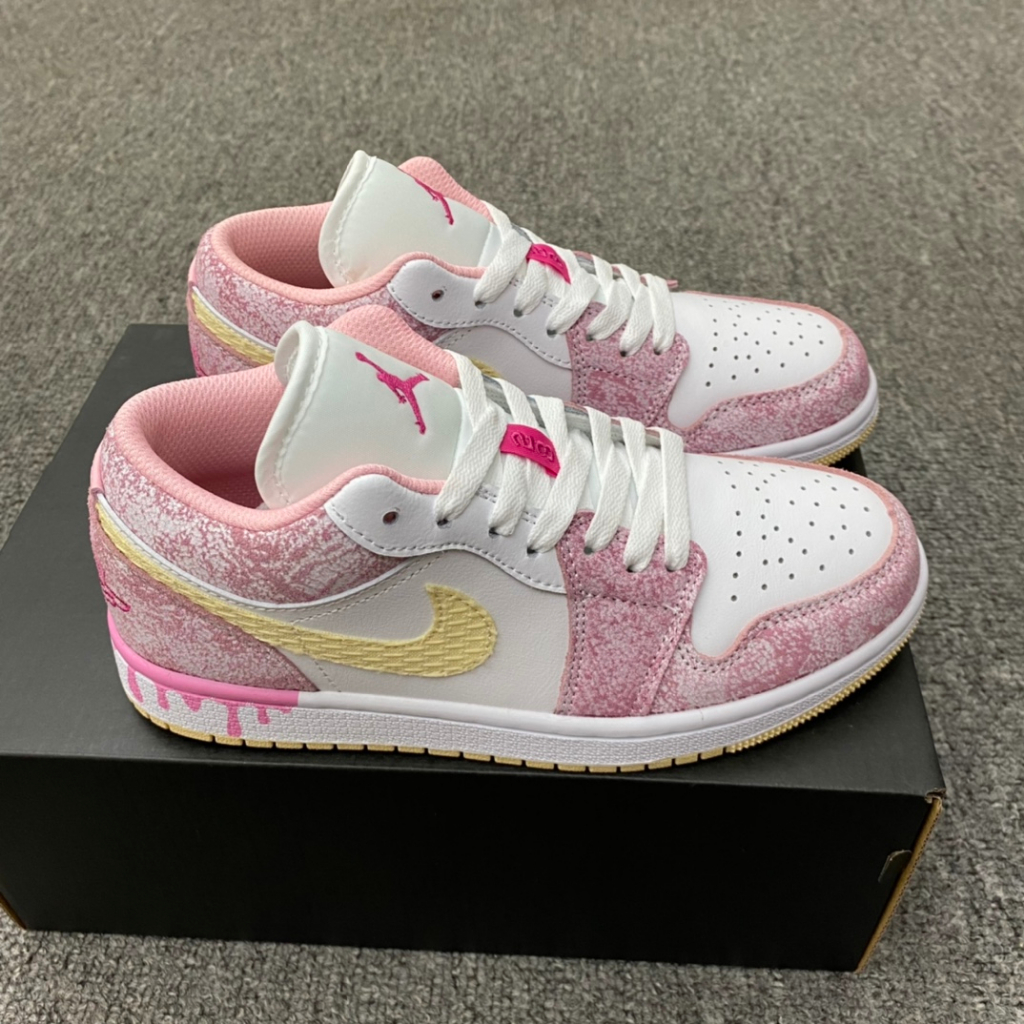UA Air Jordan 1 Low “Paint Drip/Ice cream” Casual Shoes Basketball