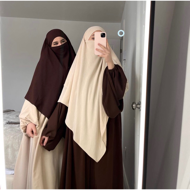 new Medina JILBAB SET crinkle polyester cloth plain Air flow | Shopee ...