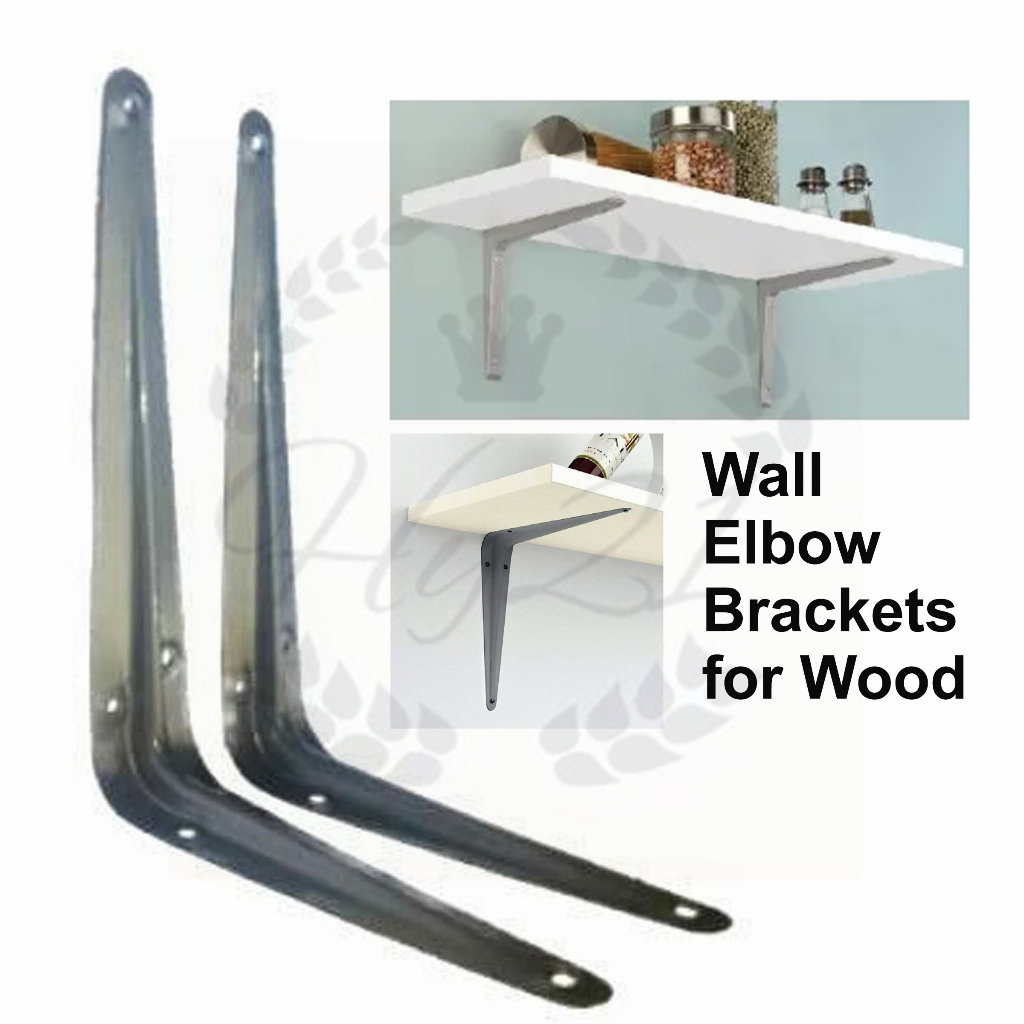 WALL ELBOW BRACKETS FOR WOOD Shelf Supports Brackets Shelf Brackets w/Screw Holes, Sold per