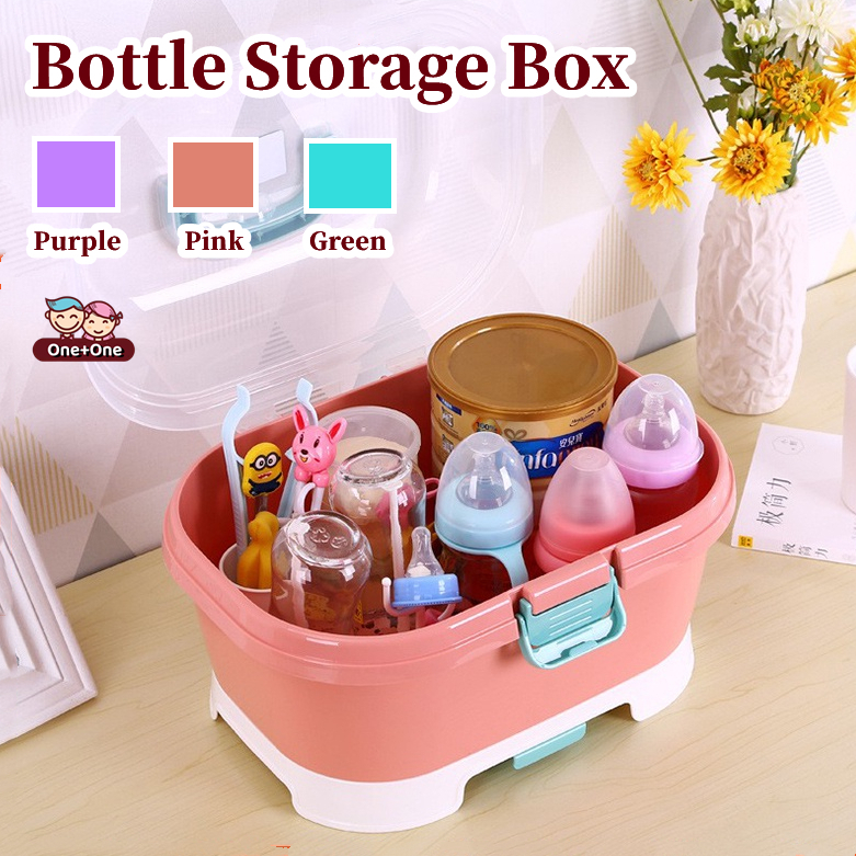 Baby Bottle Storage Box with Cover Nursing Bottle Drying Rack Baby