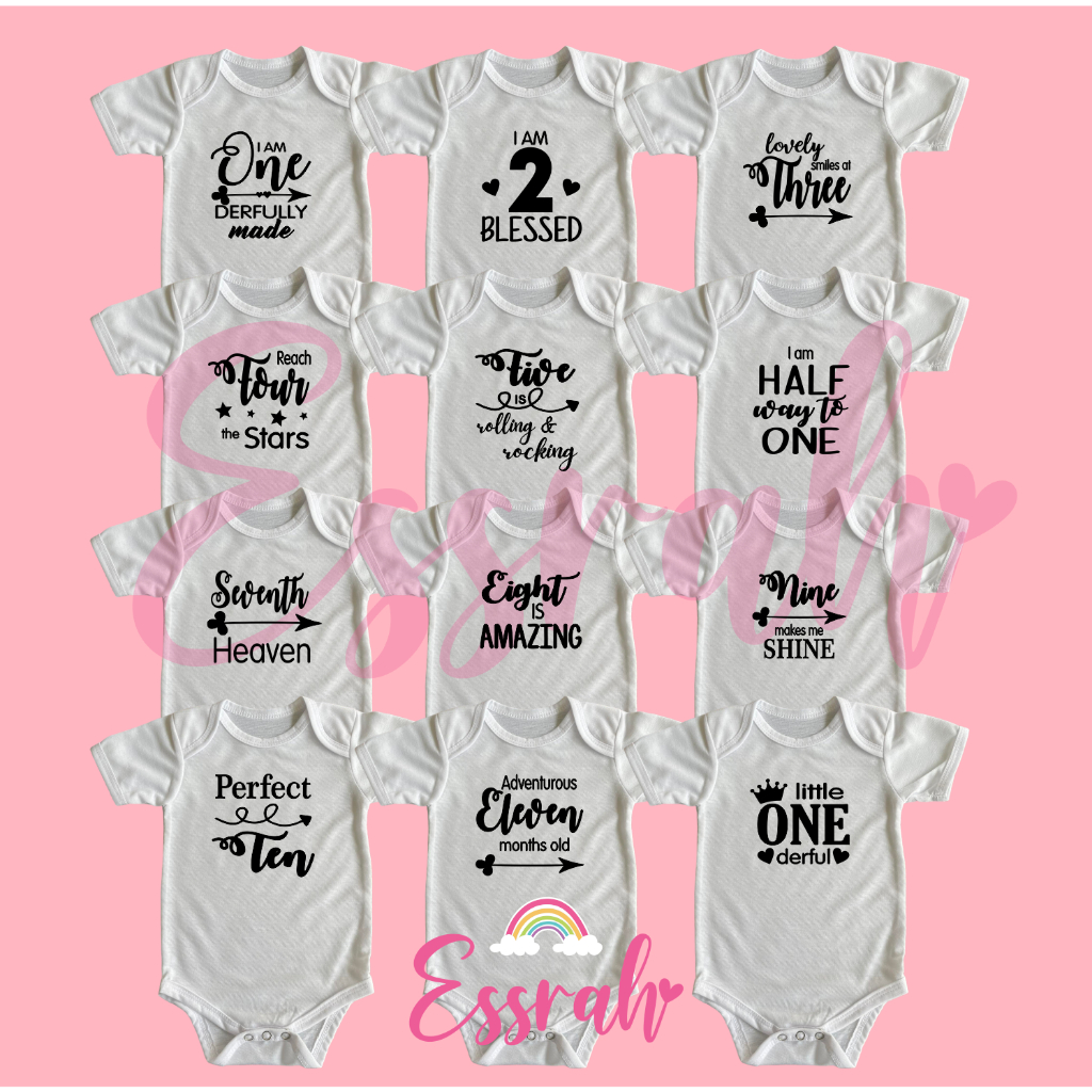 Onederful monthly milestone ( baby onesie ) Shopee Philippines