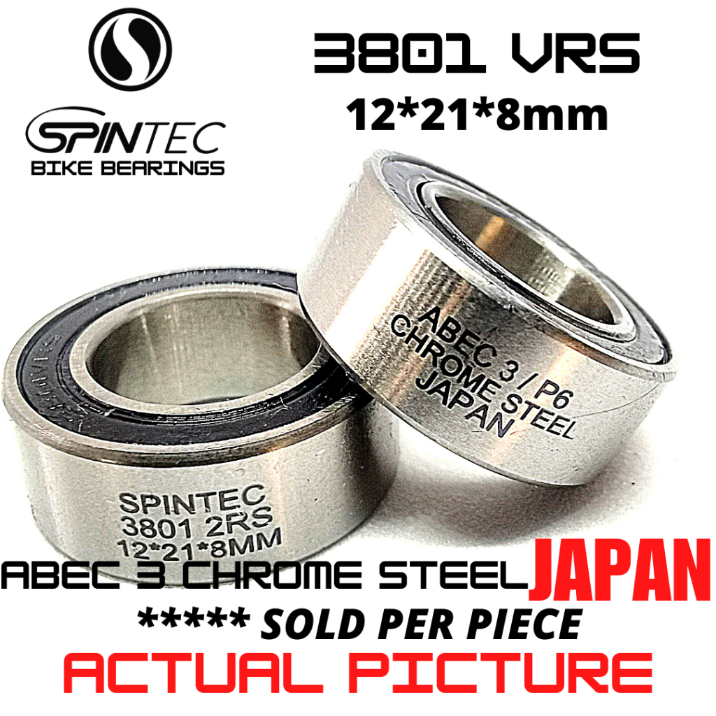 SPINTEC 3801 2RS Japan Chrome Steel Rubber Sealed Bearings for Full ...