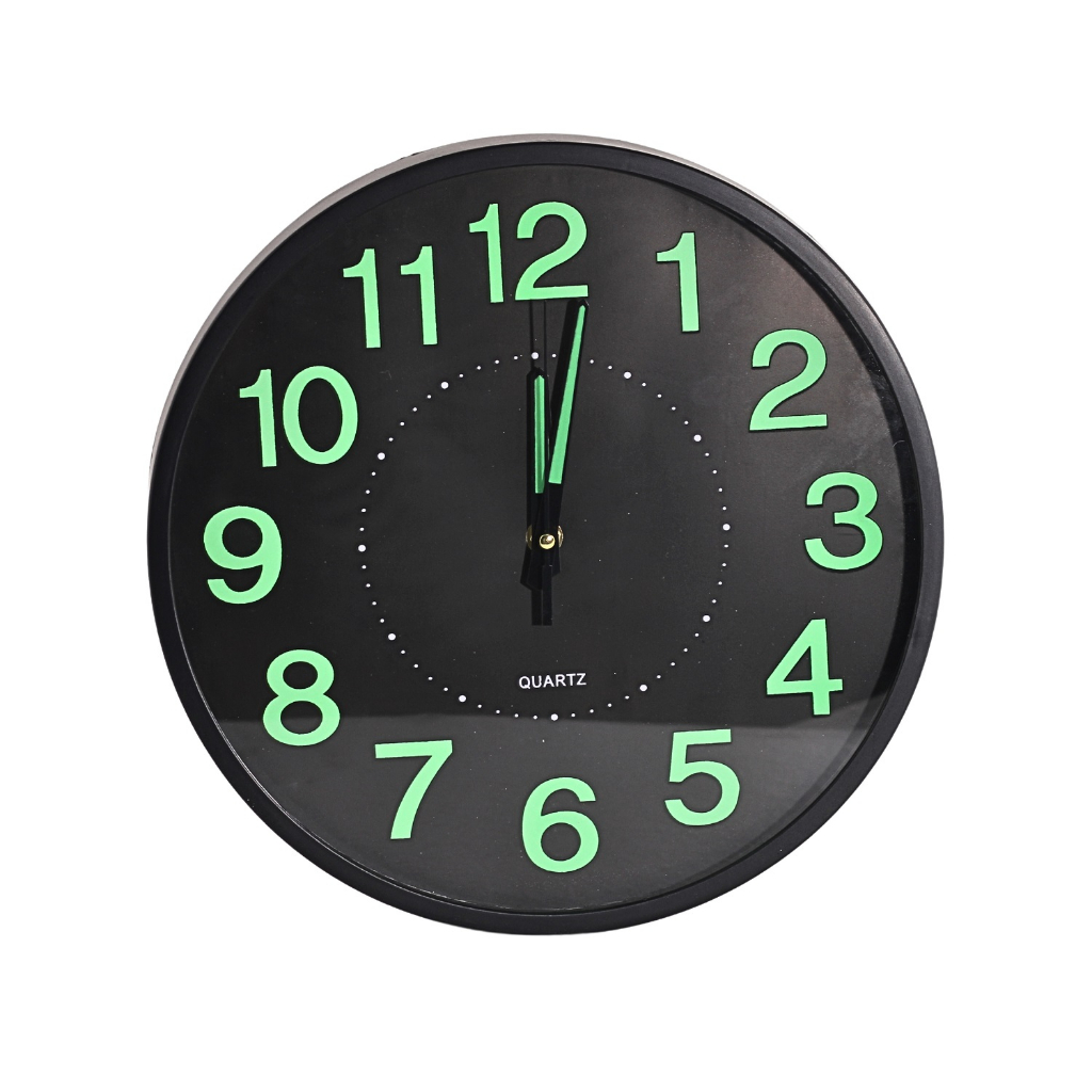 Edge 30cm Glow in The Dark Clock Luminous Numerals and Hands, Lighted