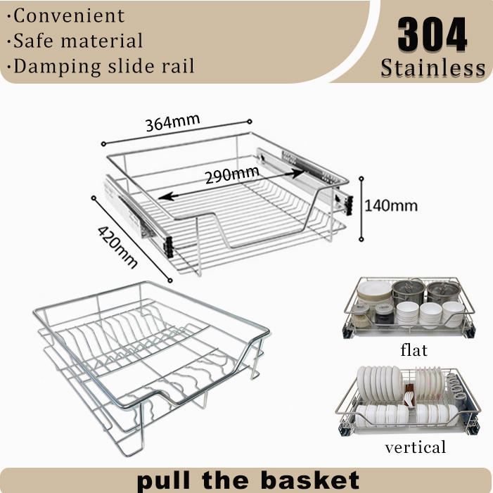 2pcs Pull Basket 304 Professional Pull Basket 2 in 1 pull out