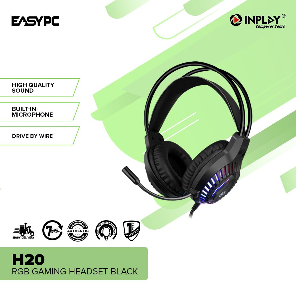 EasyPC| Inplay H20 noise cancelling Gaming Headset| RGB| Black and