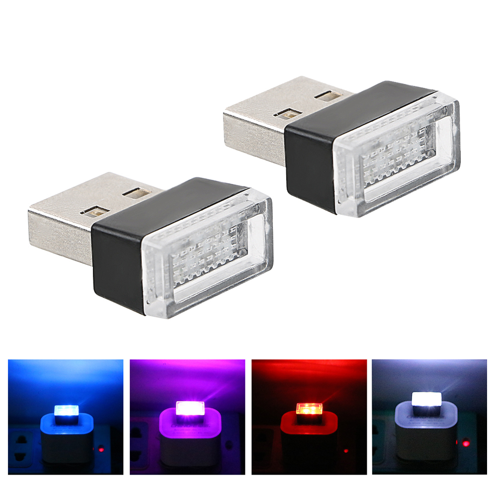 Augeny Set 4 Luci LED USB Per Interni Auto - Illuminazione Ambientale Colorata, Portatile, Antipolvere - Rosso, Per Abitacolo, Portaoggetti E Piedi - 4