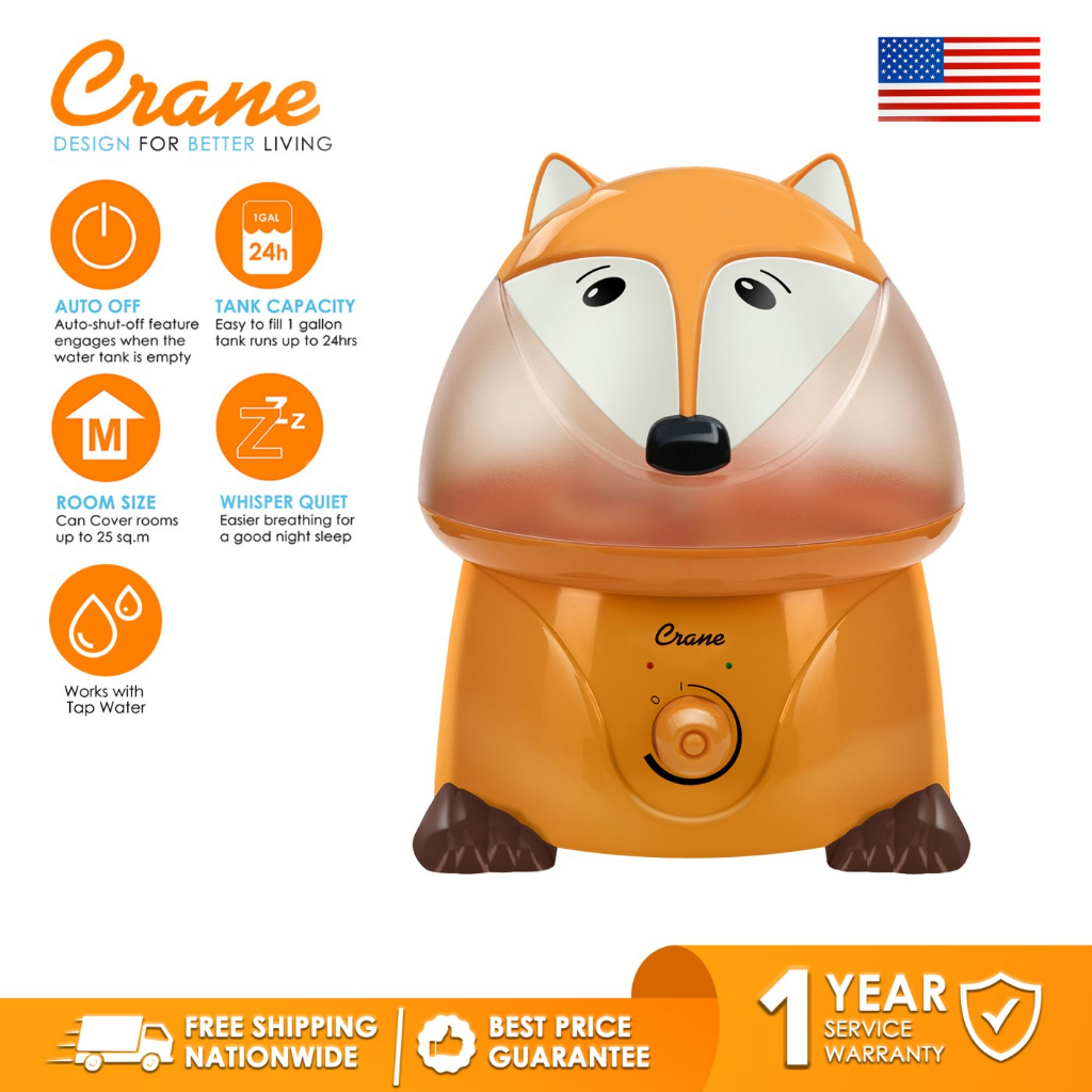 Crane Adorable Cool Mist Humidifier Wyatt the fox For Cough Colds ...