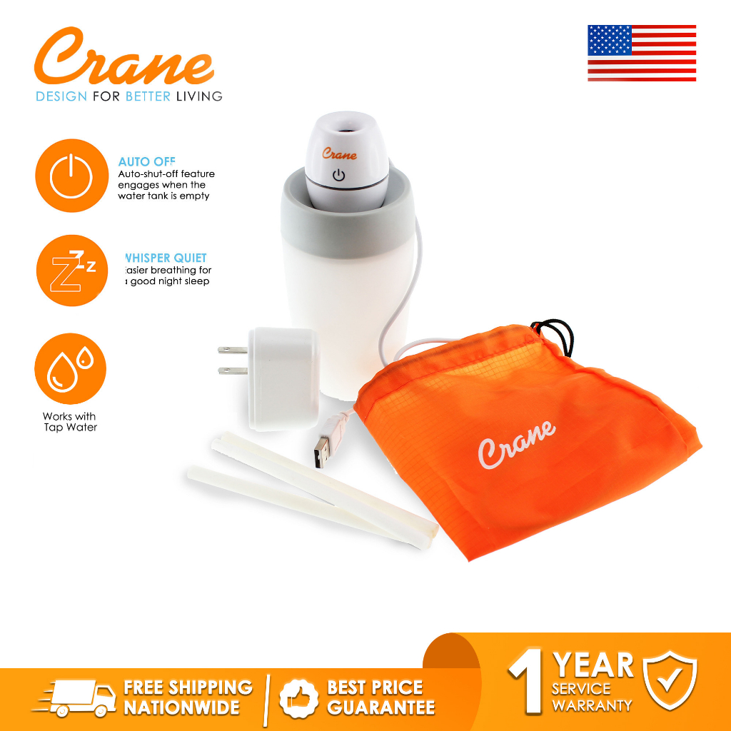 Crane Travel Humidifier White For Cough And Colds Allergies Asthma Snoring Sinus And Sore Throat