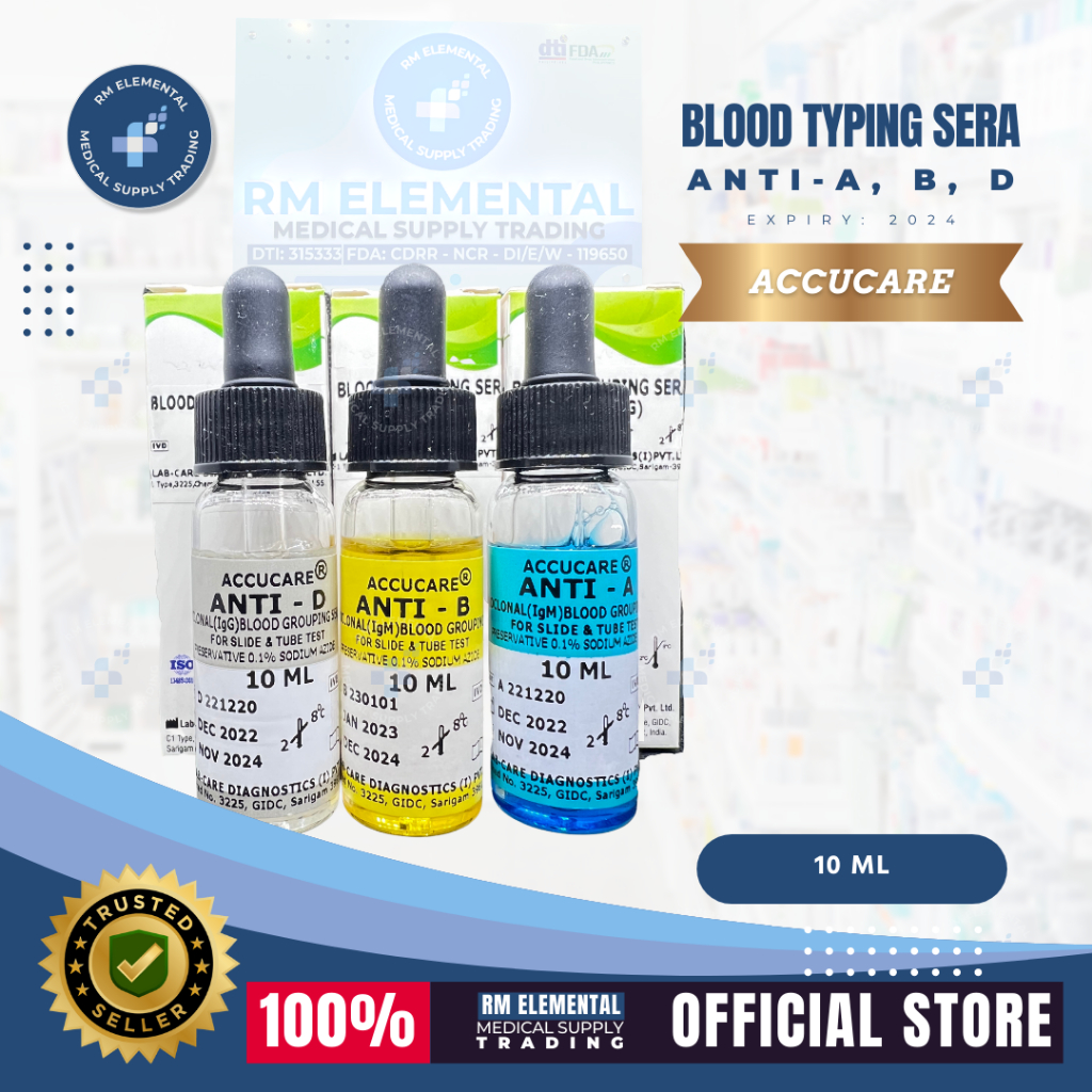 Blood Typing Sera (ACCUCARE) ANTI A&B SET/ ANTI D | Shopee Philippines