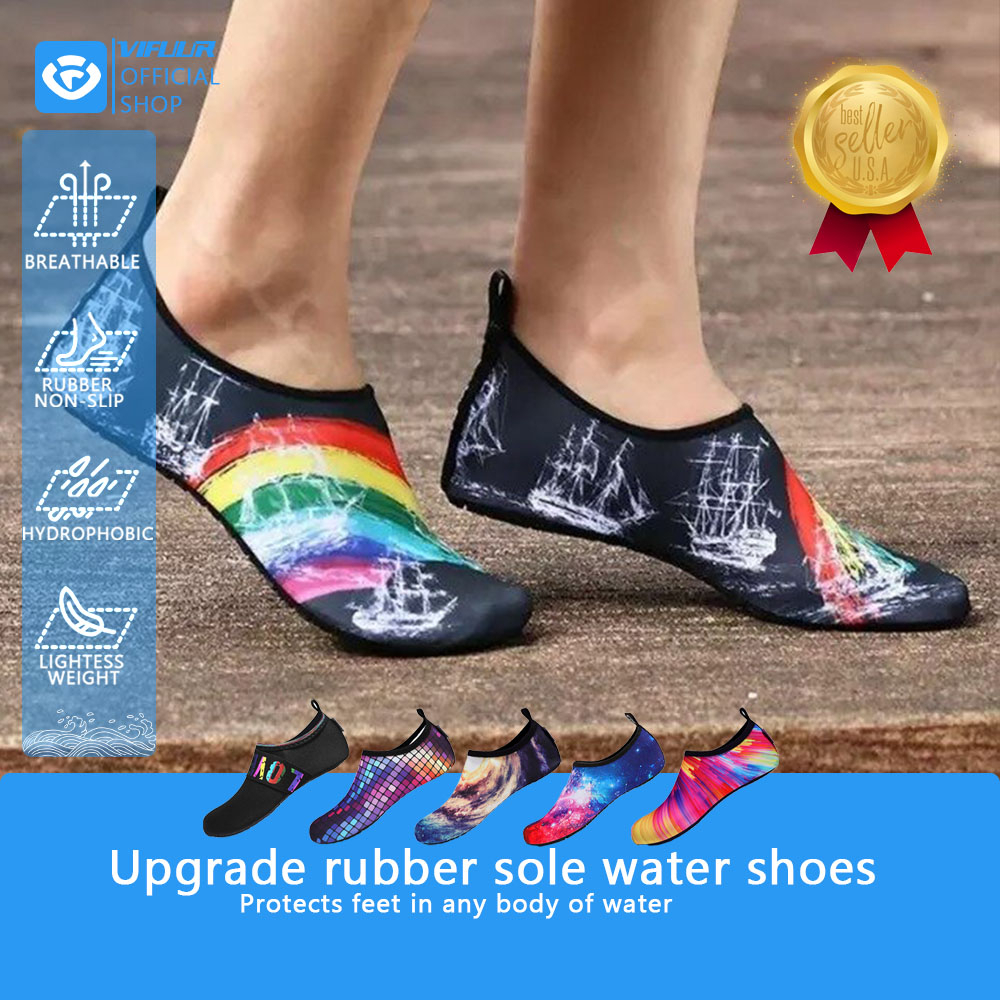 Water socks with rubber hot sale soles