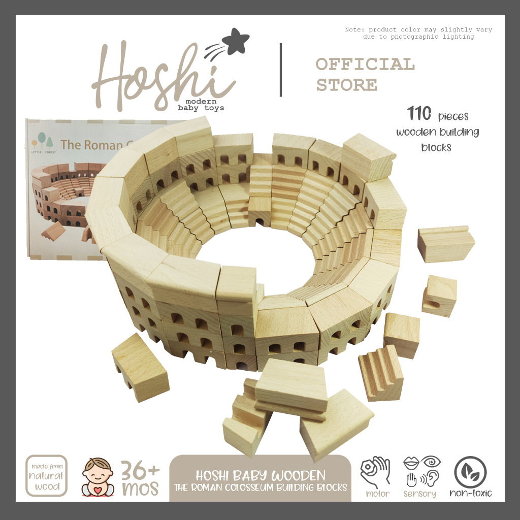 Hoshi Baby Wooden Roman Colosseum Building Blocks Montessori ...