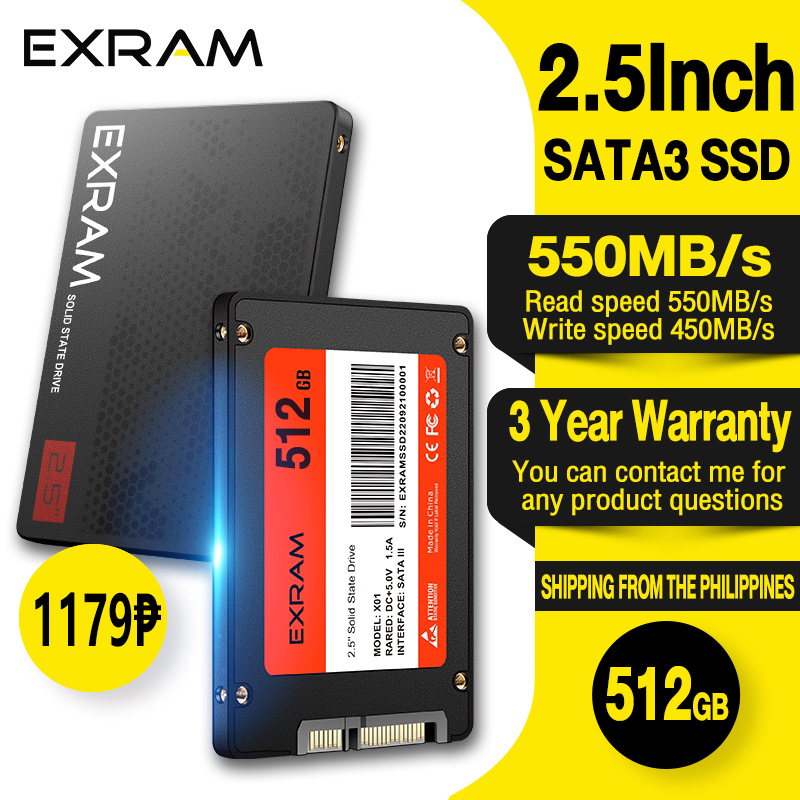 EXRAM SSD HDD 512GB Internal Solid State Disk Hard Drive SATA 3 2.5 ...