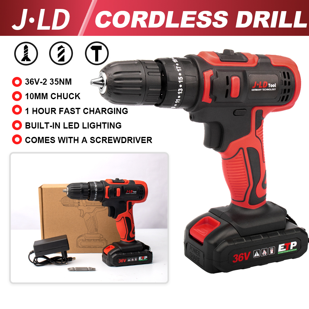 jldtools.ph Cordless Drill 36v Hammer Drill Impact Screw Drill Hand