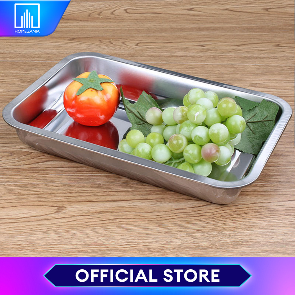 Home Zania Stainless Steel Barbecue Serving Tray Rectangular Plate ...
