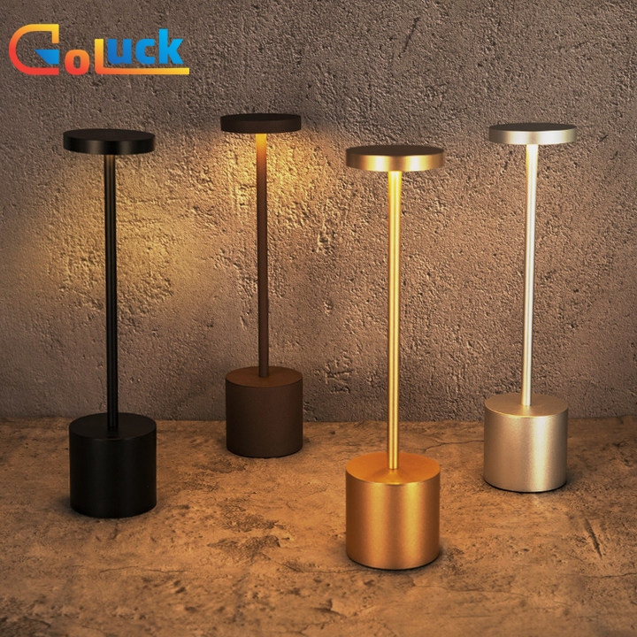 Bar Table Lamp LED Metal Desk Light USB Rechargeable Touch Control Bedroom  Decor Bedside Lighting