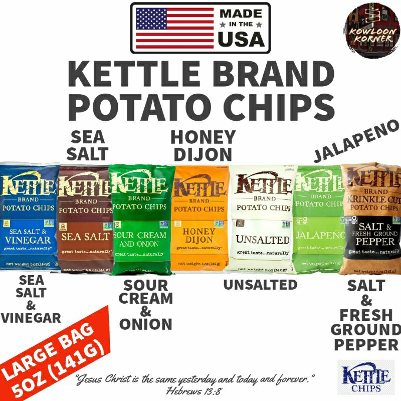 [New Flavors!] Kettle Brand Potato Chips 141g Sea Salt Vinegar Honey