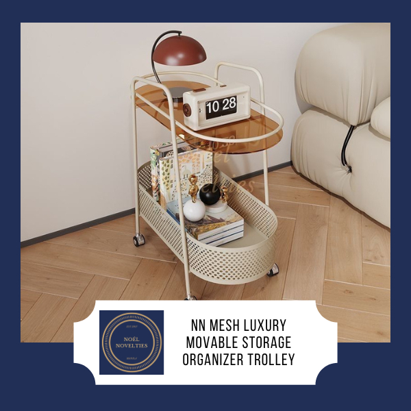 NN Nordic Minimalist 2Tier Mesh & Glass Movable Storage Organizer