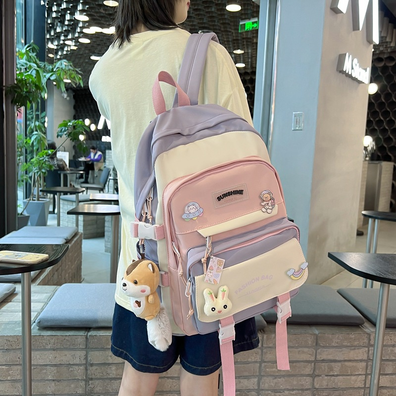 Women Korean Doughnut Macaroon LargeBackpack Student School Bag ...