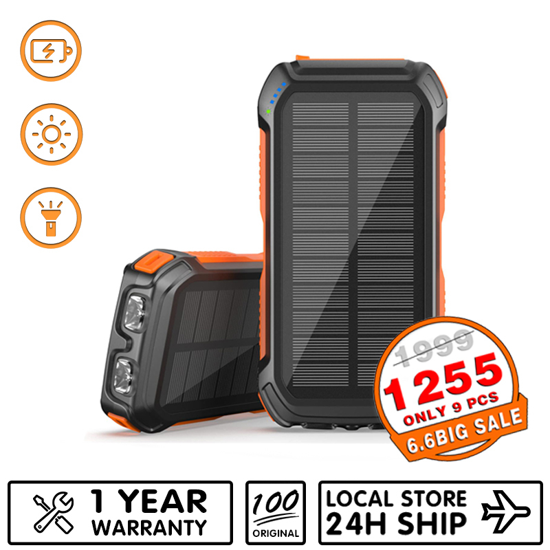 Powerbank Solar 26800mAh Con Panel USB C Y Linterna - Impermeable, PD 15W, Ideal Para Camping Y Viajes
