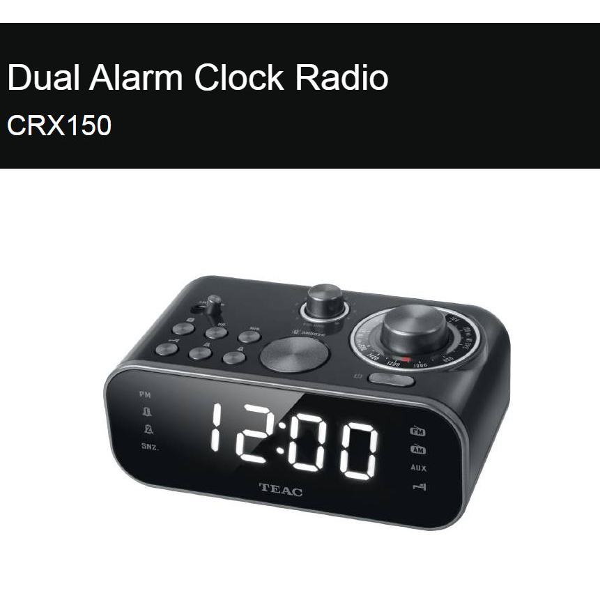 TEAC CRX150 Dual Alarm Clock Radio with AUX Dual Alarm Mode Digital