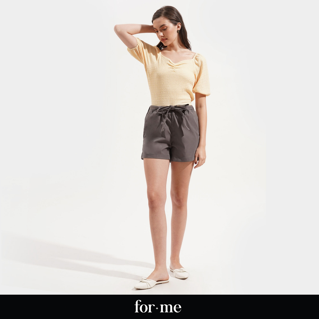 ForMe Smooth Series Tie Waist Pull Up Shorts for Women (Gray/Olive ...