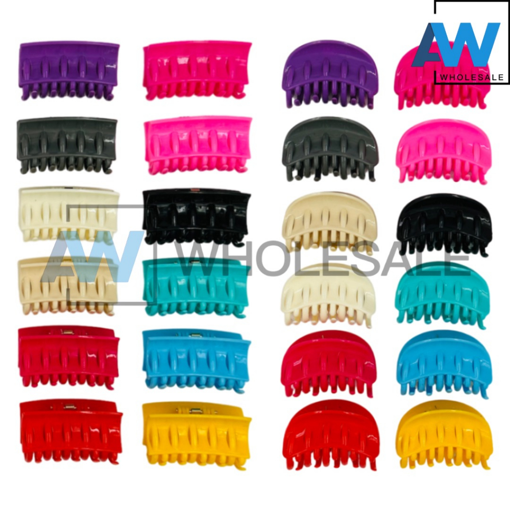 AB-583 [12 pcs] Assorted Color Glossy Hair Clamps 7 cm Hair Clips Hair ...