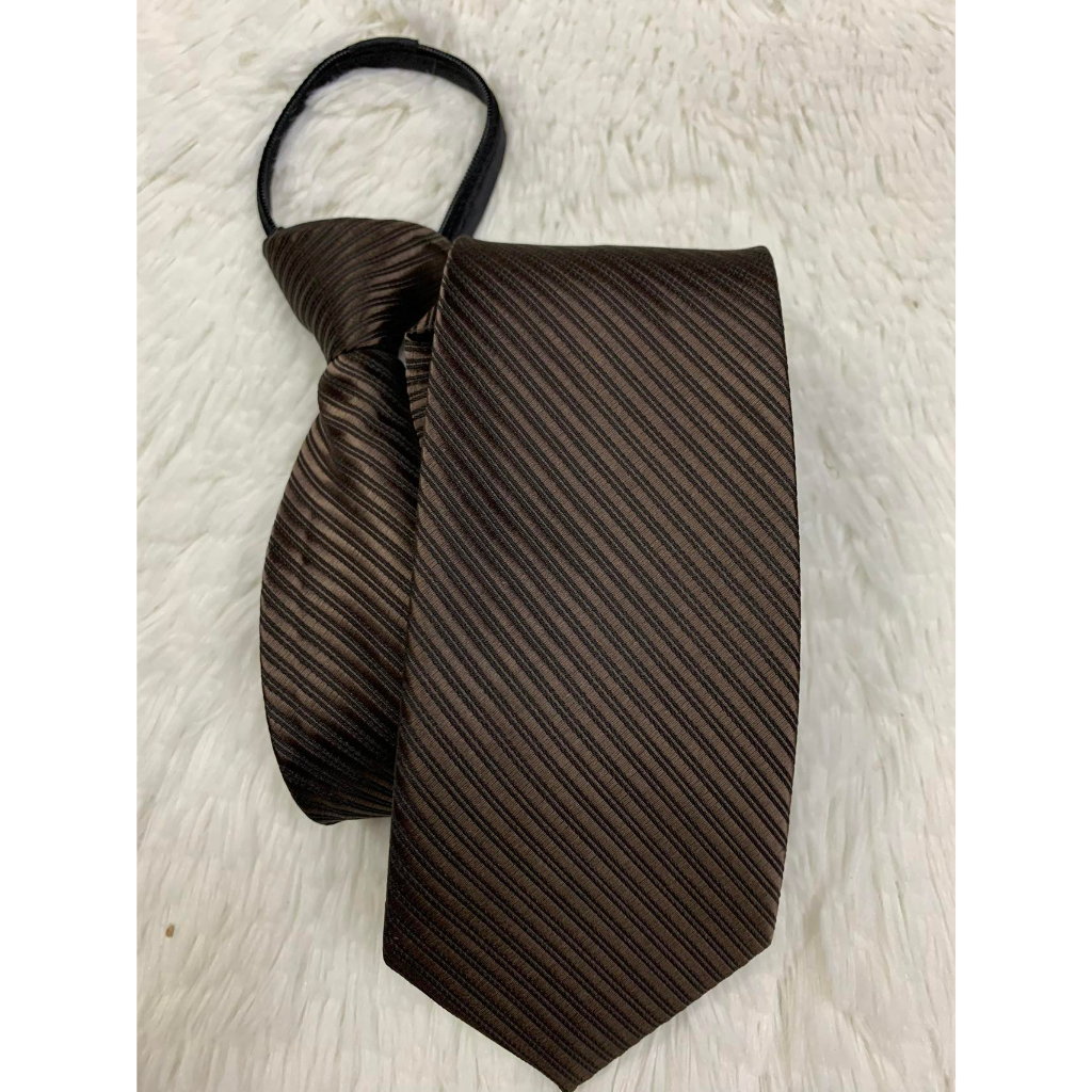 Unisex Necktie With Zipper Mechanism with stripes design | Shopee ...