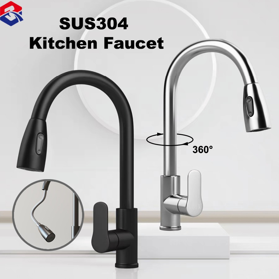 TQTQ SUS304 Flexible Kitchen Faucet Rotate Freely 360° Stainless Steel