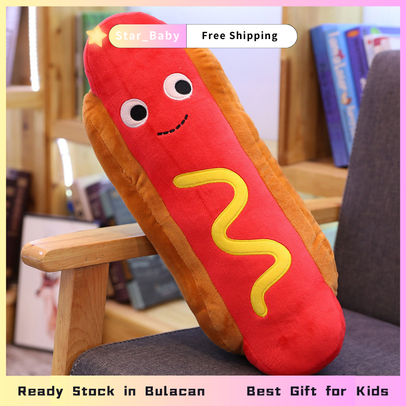 (READY STOCK)45cm Long Hot Dog Pillow 3in1 Hotdog Pillow Food Pillow for Adult Fries Food Toys