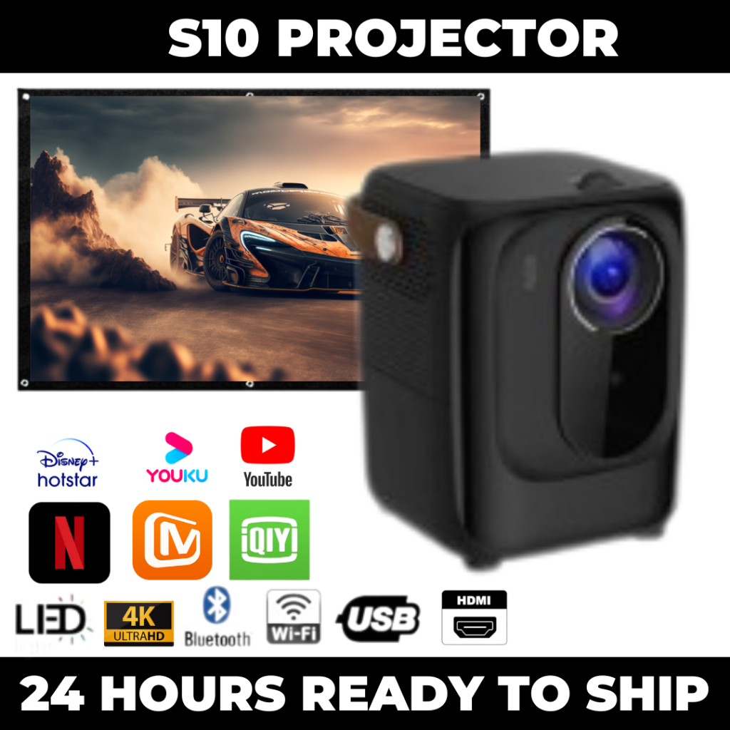 New Smart Android Projector S10 Lumens HD 1080P 4K WiFi LED Projector