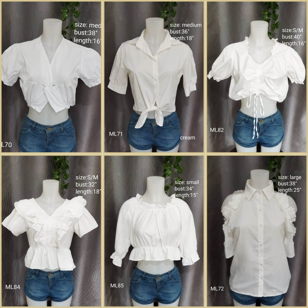 Preloved White Blouse Ukay White Tops For Women Set Shopee Philippines