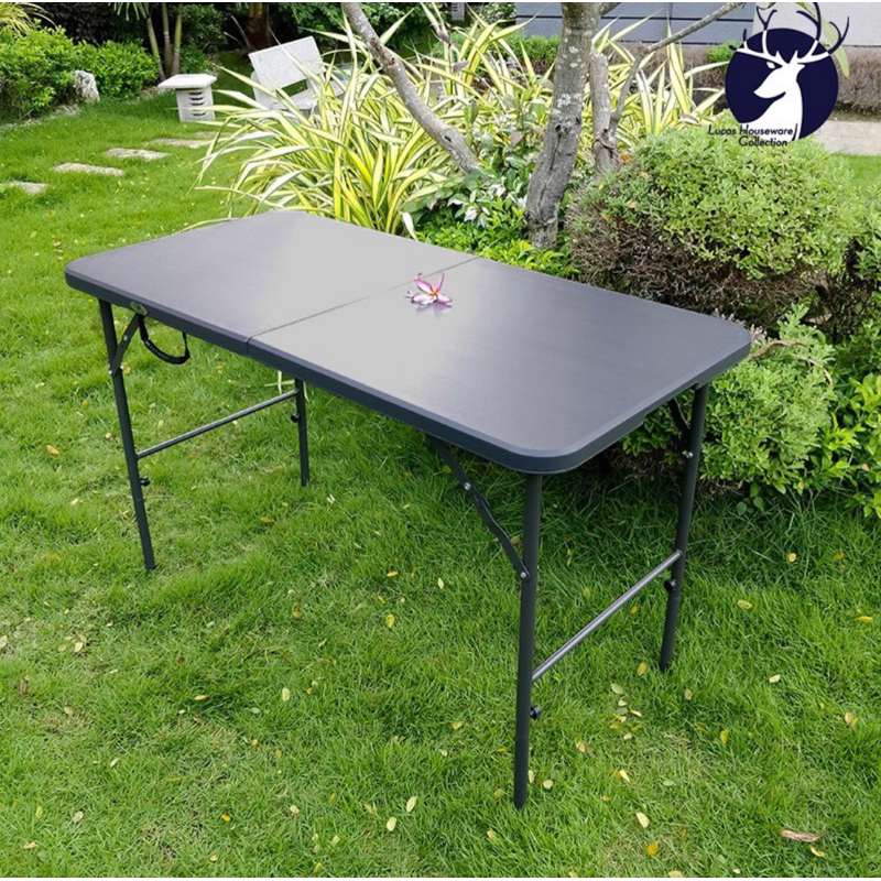 JPS Heavy Duty Folding Table 4FT (120cm) Lamesa Black Steel portable