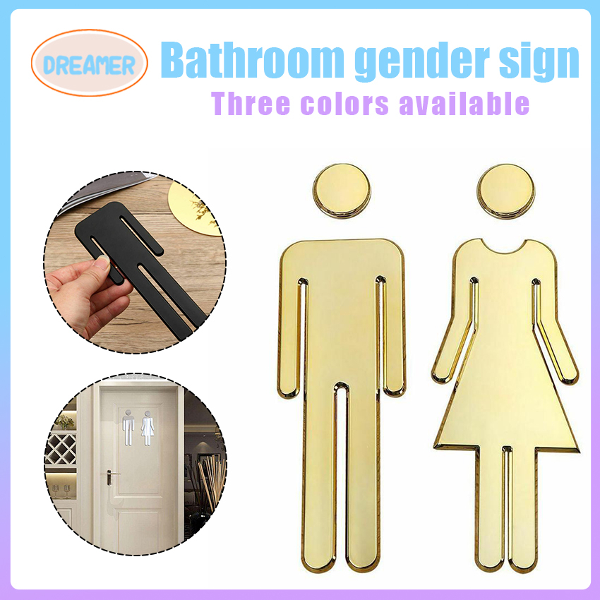 3D Acrylic Woman&Man Toilet Bathroom WC Sticker Restroom Loo Signage ...