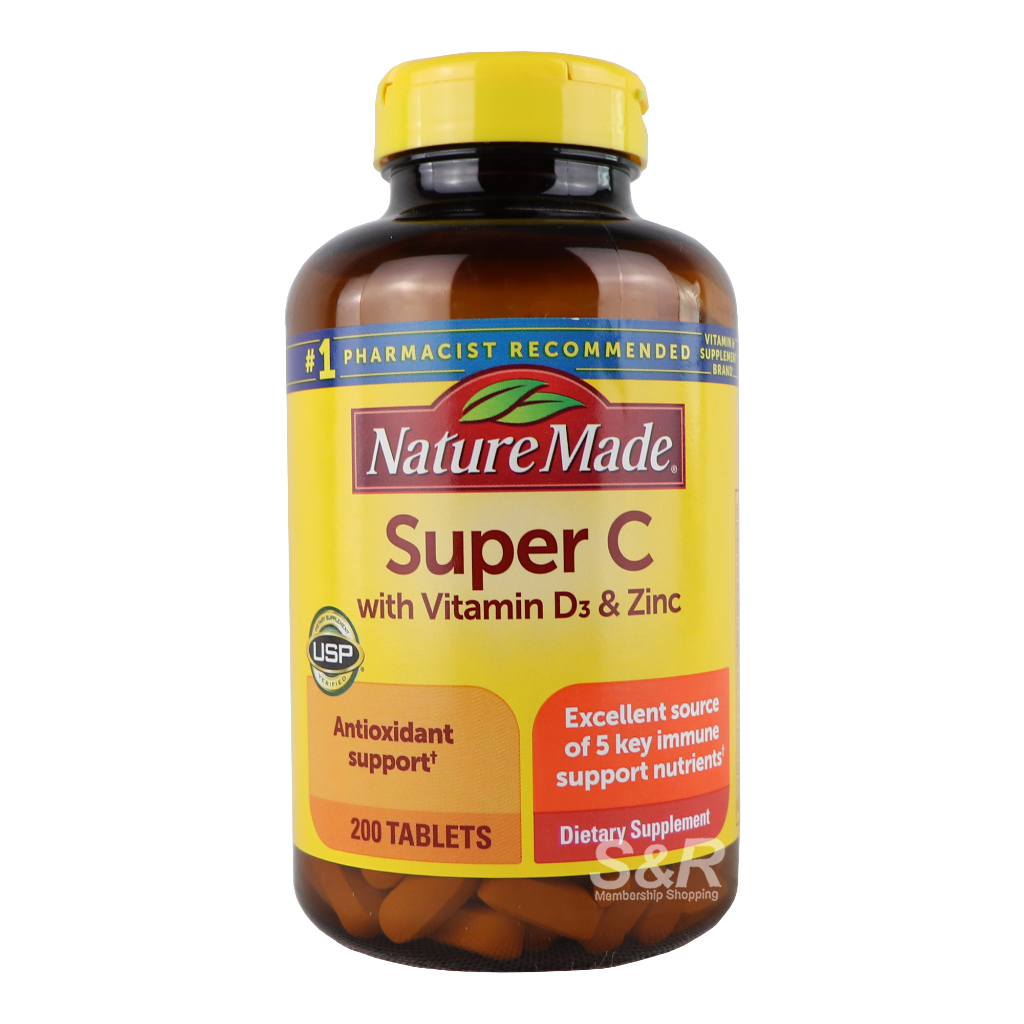 Nature Made Super C with Vitamin D3 and Zinc 200 tablets Shopee