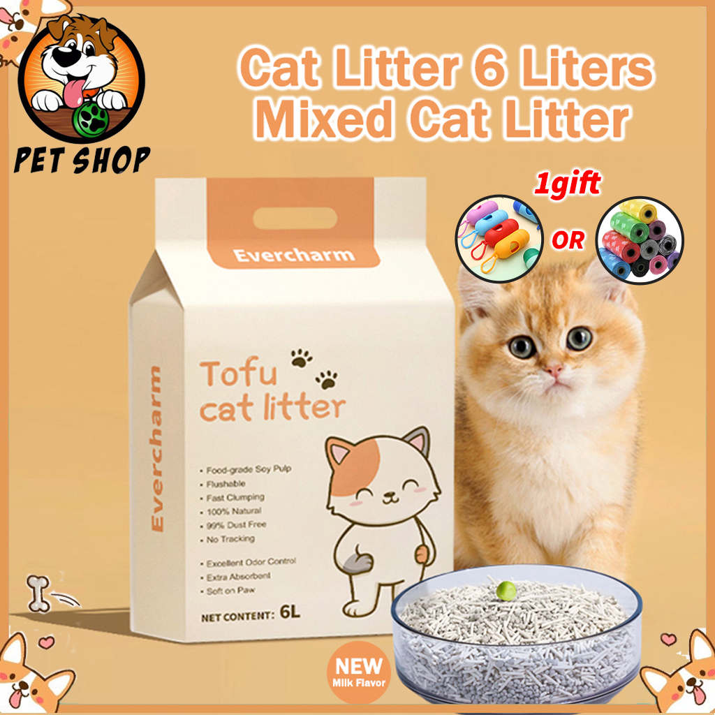 Cat Litter Residue Made Upgrade Mixed Bentonite Cat Litter 6L Tofu Cat