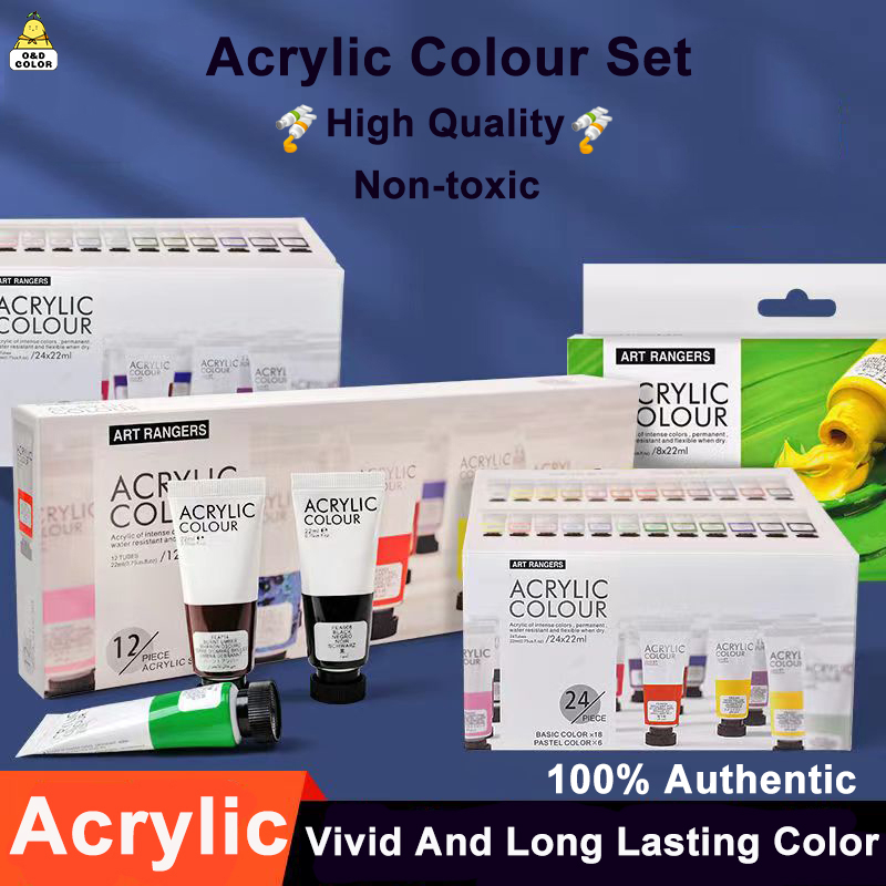Art Ranger Acrylic Colour Set 12/24 Colors×22ml Nontoxic Vivi Acrylic