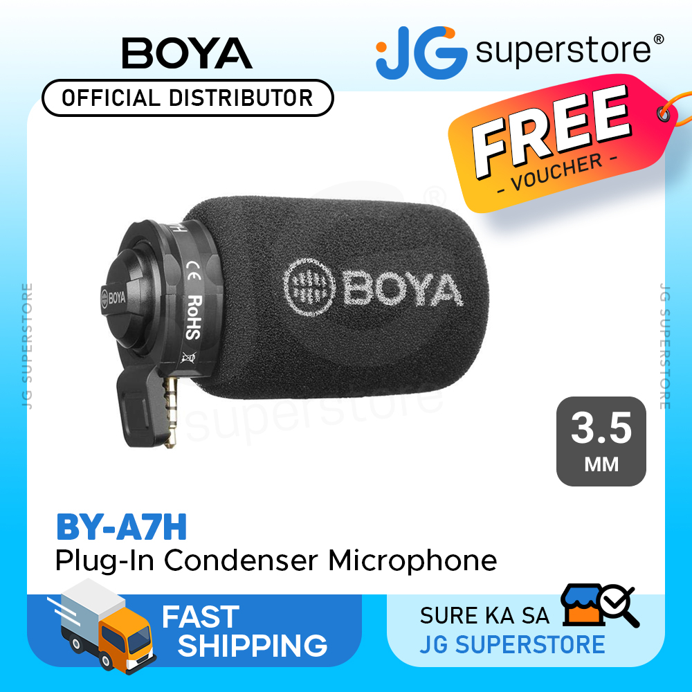 BOYA BY-A7H 3.5mm TRRS Mini Jack Plug-In Condenser Microphone w ...
