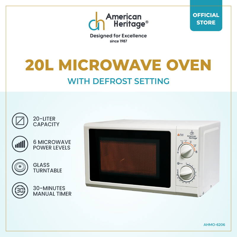American Heritage 20L Manual Microwave Oven with Defrost Setting AHMO6206 Shopee Philippines