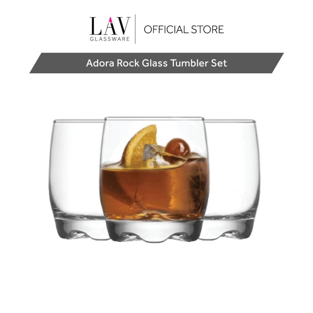 LAV 3Piece and 6Piece Rock Glass Tumbler Set (9 3/4 oz) Whiskey