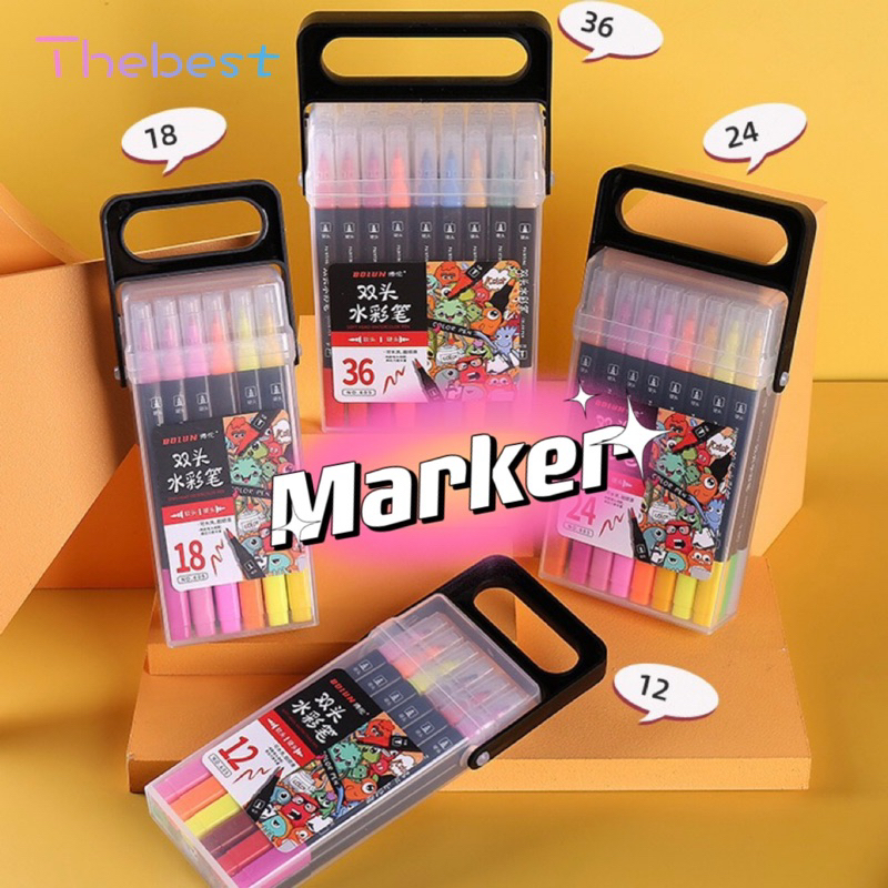 12/18/24/36 pcs DUAL HEAD COLORING BRUSH PEN MARKER Dual Tip Brush Pen